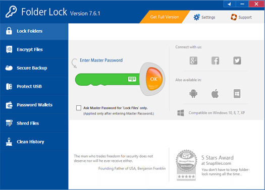 Folder Lock desktop home screen
