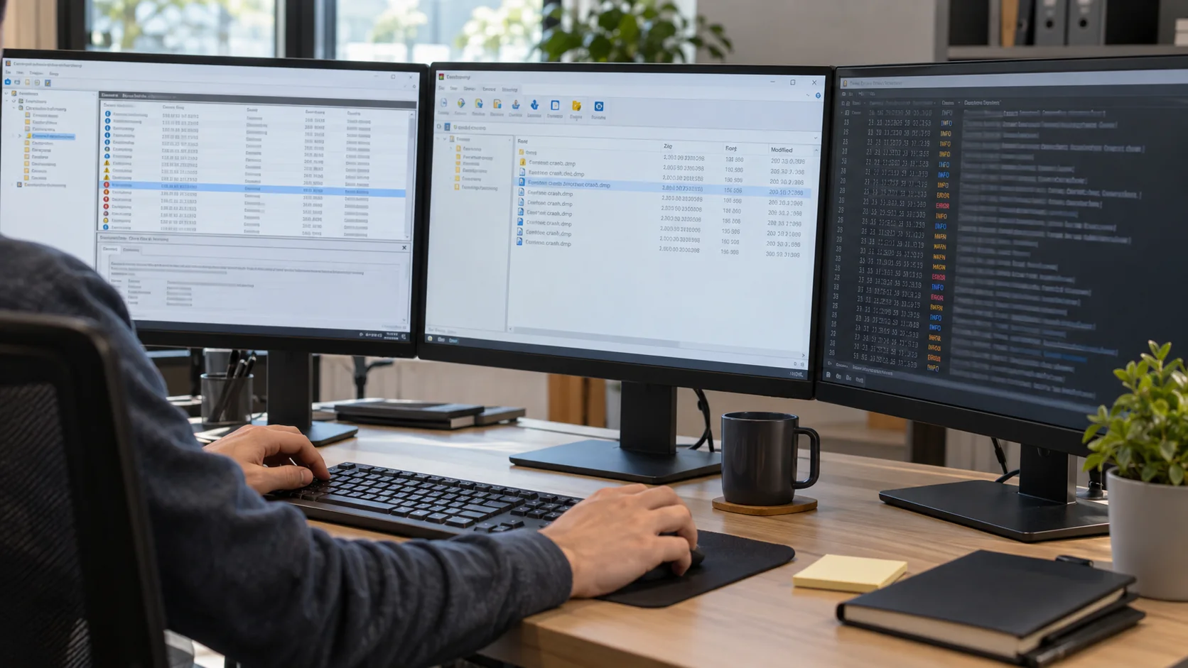 Technician comparing Windows diagnostic artifacts before assigning sensitivity levels.